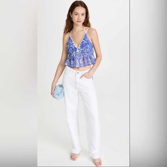 Jonathan Simkhai NWT Amalfi Print Rosa Strappy Top Size Medium - Picture 2 of 5